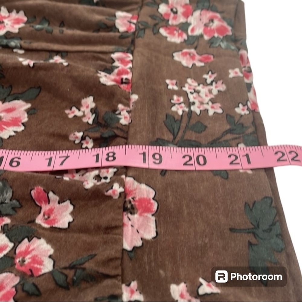 Weavers top NWT size XS flutter sleeves banded bottom lightweight brown floral - Picture 8 of 8